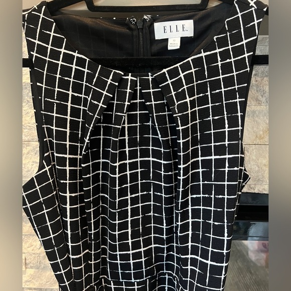 Elle black and white checkered sleeveless A-"line dress size 12 - Picture 3 of 9